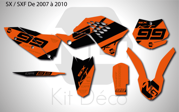 Kit déco ktm sx sxf 2007 2008 2009 2010 125 250 350 450 motocross ng kit déco one séries mx decals stickers graphics autocollant_Plan de travail 1