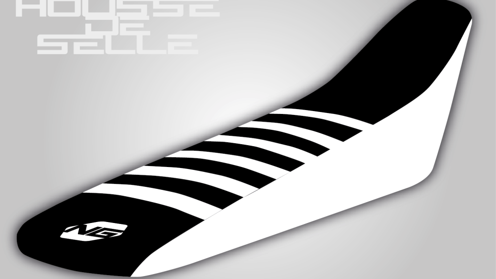 housse de selle blanche noire bande blanche kawasaki 85 125 250 450 kx kxf grip anti dérapant ng kit déco seat cover