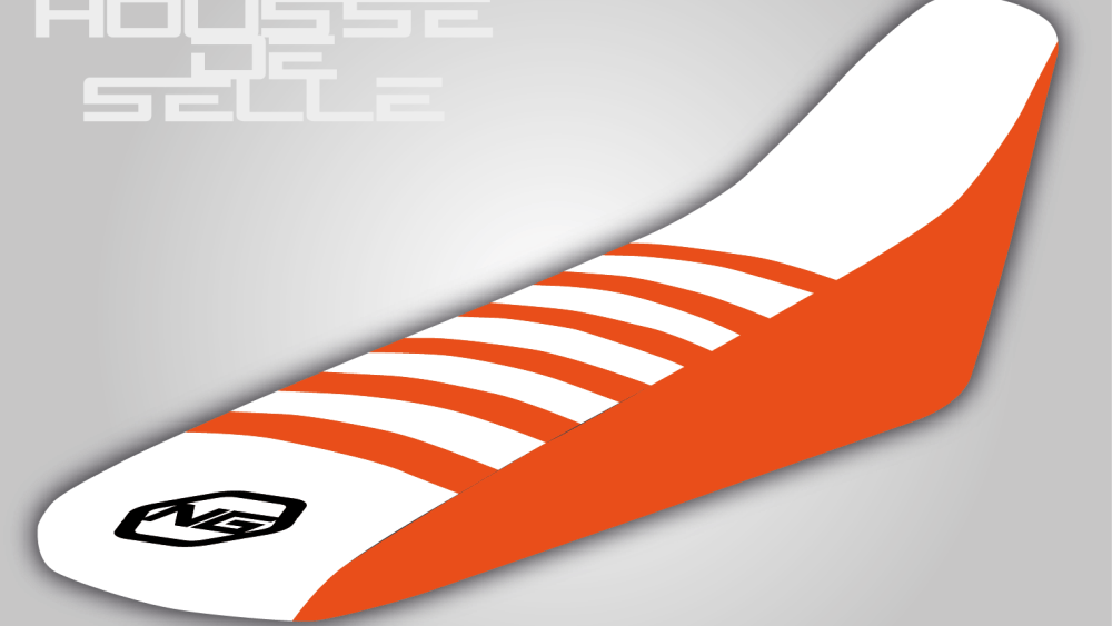 housse de selle ktm 65 85 125 150 250 350 450 sx sxf exc excf tpi orange blanche bande orange grip anti dérapant ng kit déco seat cover
