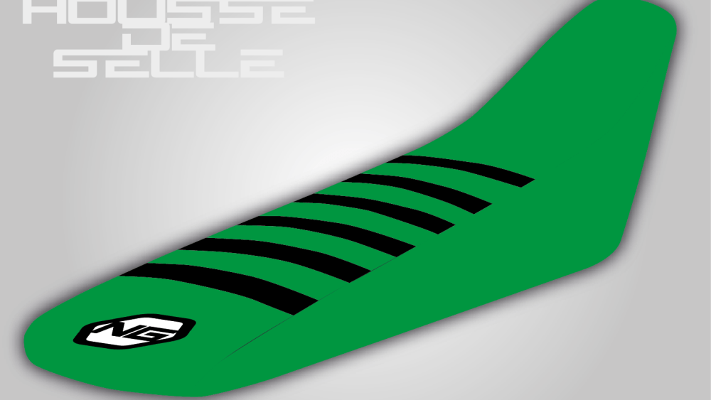 housse de selle verte bande noire kawasaki 85 125 250 450 kx kxf grip anti dérapant ng kit déco seat cover