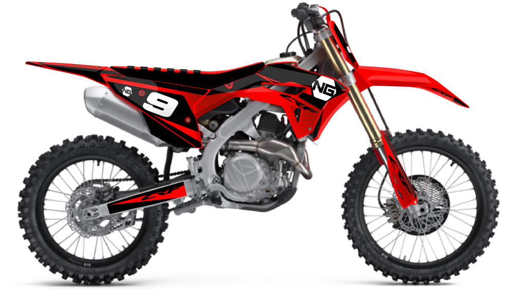 kit déco 50 70 90 110 125 250 450 cr crf qr honda motocross ng spike noir rouge mx decals stickers graphics autocollant adhesifs moto-01
