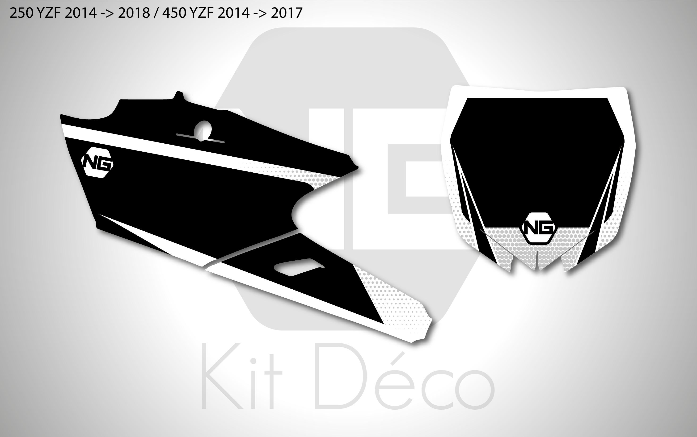 kit déco fond de plaque numéro 250 450 yzf 2014 2015 2016 2017 2018 yamaha motocross ng spike blanc noir mx decals stickers graphics autocollant adhesifs_Plan de travail 1