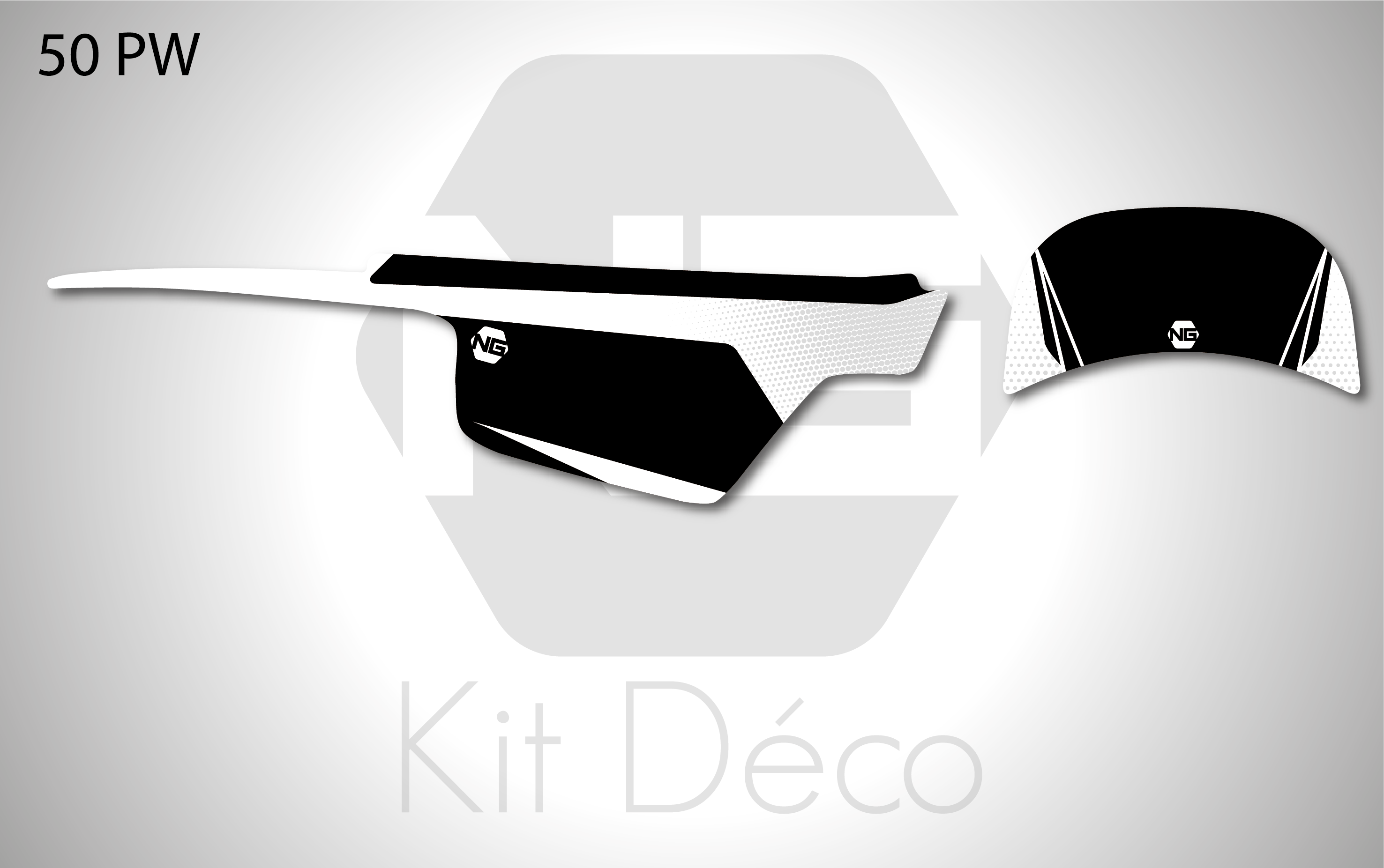 kit déco fond de plaque numéro 50 pw yamaha motocross SPIKE BLANC NOIR ng mx decals stickers graphics autocollant_Plan de travail 1