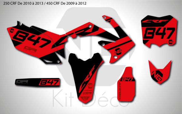kit déco honda 250 450 crf 2009 2010 2011 2012 motocross ng kit déco one séries mx decals stickers graphics autocollant_Plan de travail 1