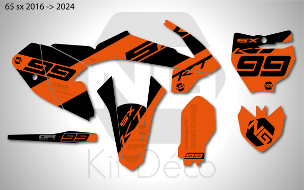 kit déco ktm 65 sx 2016 2017 2018 2019 2020 2021 2022 2023 2024 motocross ng one series mx decals stickers graphics autocollant adhesifs_Plan de travail 1