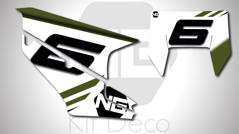kit déco fond de plaque husqvarna te fe 125 150 250 300 350 450 501 ng kit déco décals stickers graphics autocollant mz kaki blanc