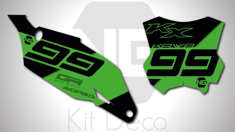 kit déco fond de plaque numéro kawasaki 65 85 110 125 250 450 kx klx kxf ng kit déco décals stickers graphics autocollant one séries_Plan de travail 1