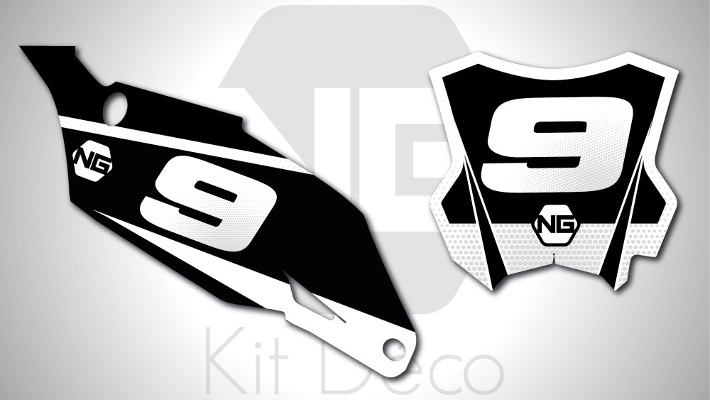 kit déco fond de plaque numéro kawasaki 65 85 110 125 250 450 kx klx kxf ng kit déco décals stickers graphics autocollant spike noir blanc_Plan de travail 1