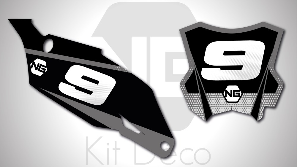 kit déco fond de plaque numéro kawasaki 65 85 110 125 250 450 kx klx kxf ng kit déco décals stickers graphics autocollant spike noir gris_Plan de travail 1