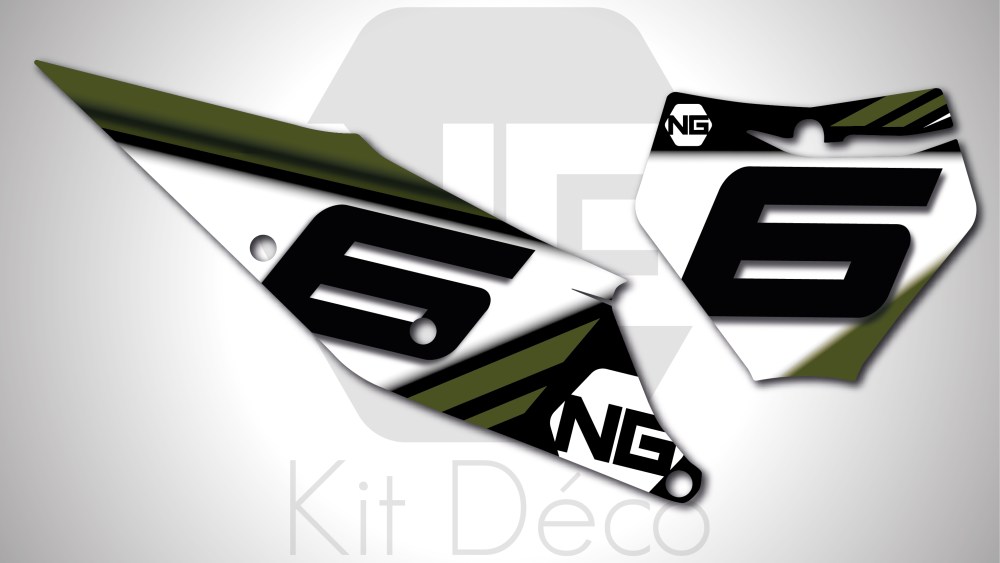 kit déco fond de plaque numéro pour KTM sx sxf 50 65 85 125 250 350 450 motocross ng kit déco décals graphics stickers autocollant MZ séries kaki 2019