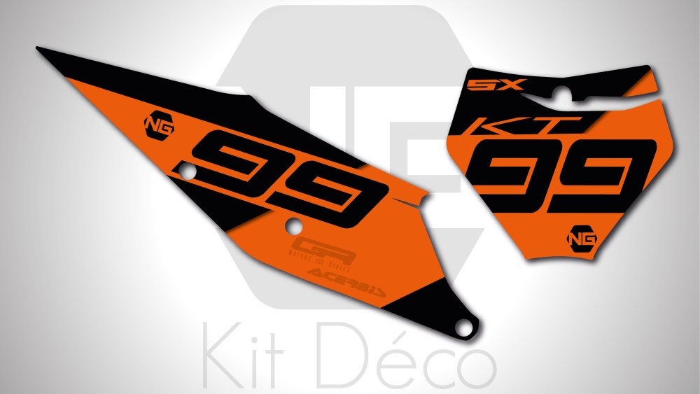 kit déco fond de plaque numéro motocross KTM sx sxf 50 65 85 125 250 350 450 ng kit déco décals graphics stickers autocollant one séries 2020