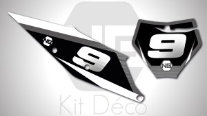 kit déco fond de plaque numéro motocross KTM sx sxf 50 65 85 125 250 350 450 ng kit déco décals graphics stickers autocollant spike blanc gris 2021