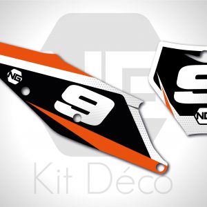 kit déco fond de plaque numéro motocrossKTM sx sxf 50 65 85 125 250 350 450 ng kit déco décals graphics stickers autocollant spike orange blanc 2020