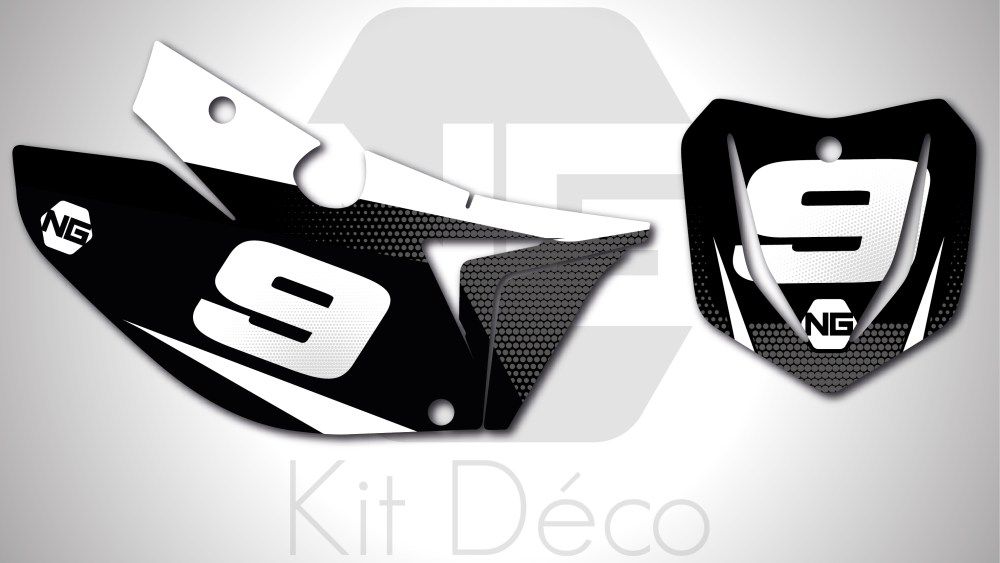 kit déco fond de plaque numéro tm racing mx fi 85 125 144 250 300 450 motocross ng kit déco décals graphics stickers autocollant spike blanc noir