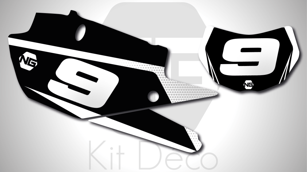 kit déco fond de plaques numéros Yamaha yze wr wrf 125 250 450 ng kit déco décals stickers graphics autocollant spike noir blanc