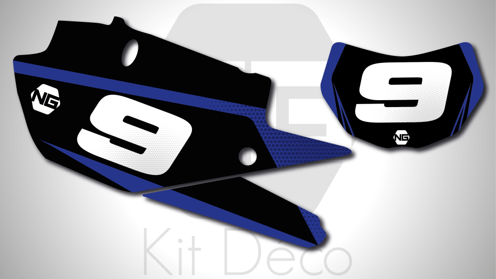 kit déco fond de plaques numéros Yamaha wr wrf yze 125 250 450 ng kit déco décals stickers graphics autocollant spike noir bleu