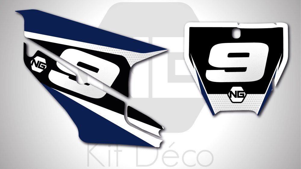 kit déco fond de plaques numéros Husqvarna TC / FC 50 65 85 125 250 350 450 ng kit déco décals stickers graphics autocollant blanc bleu 2021