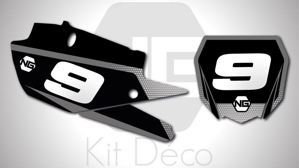 kit déco fond de plaques numéros yamaha 65 85 125 250 450 yz yzf ng kit déco décals stickers graphics autocollant noir gris
