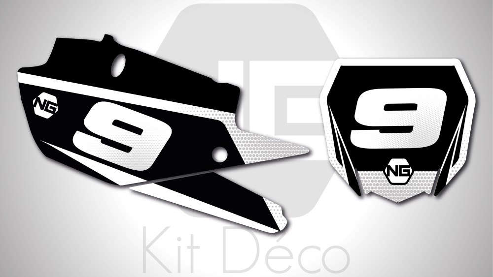 kit déco fond de plaques numéros yamaha 65 85 125 250 450 yz yzf ng kit déco décals stickers graphics autocollant spike noir blanc
