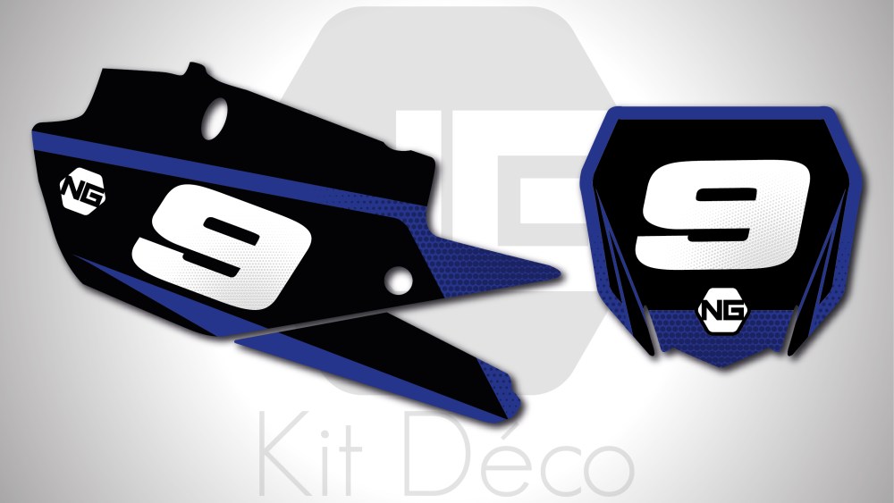 kit déco fond de plaques numéros yamaha 65 85 125 250 450 yz yzf ng kit déco décals stickers graphics autocollant spike series noir bleu