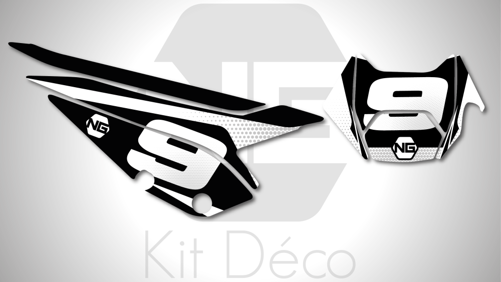 kit déco fond de plaques numéros BETA RR / Xtrainer 125 200 250 300 350 380 400 480 ng kit déco décals stickers graphics autocollant spike noir blanc