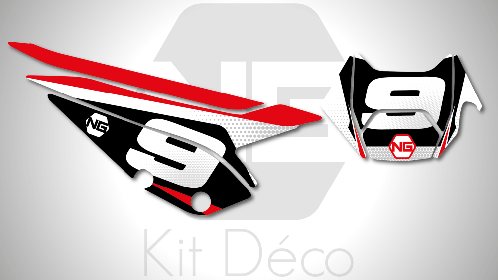 kit déco fond de plaques numéros BETA RR / Xtrainer 125 200 250 300 350 380 400 480 ng kit déco décals stickers graphics autocollant spike rouge blanc