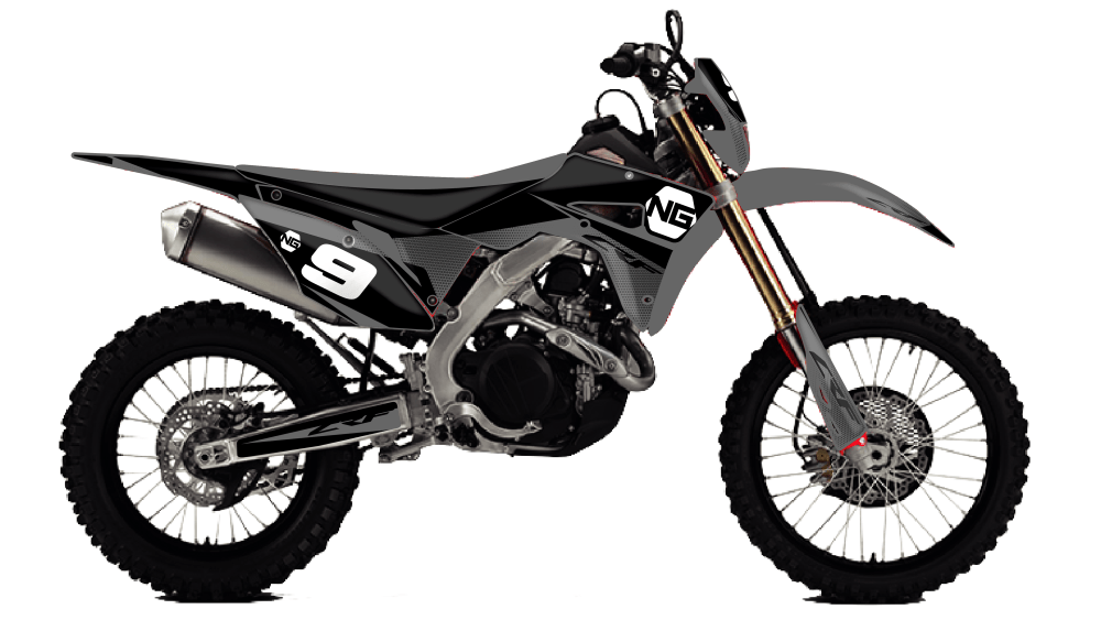 kit déco HONDA HM CRE CRFX / CRF RX 250 300 400 450 ng kit déco decals stickers graphics autocollant spike noir gris montage