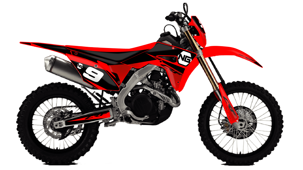 kit déco HONDA HM CRE CRFX / CRF RX 250 300 400 450 ng kit déco decals stickers graphics autocollant spike noir rouge montage