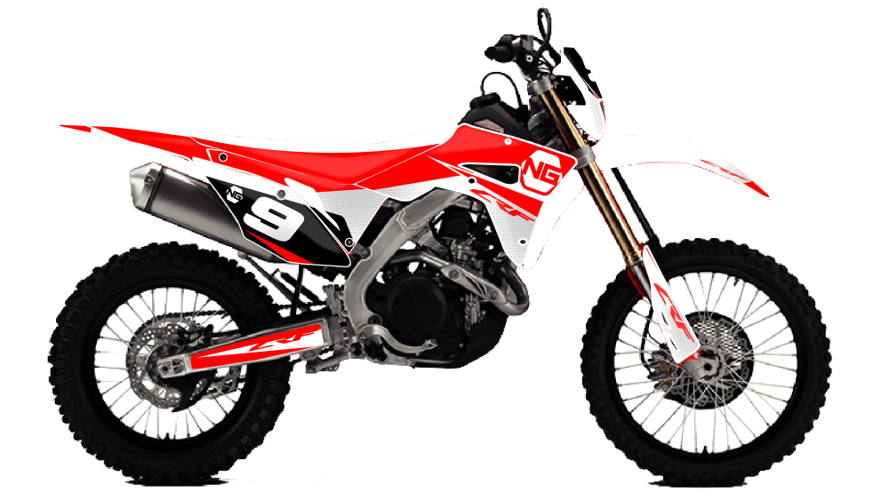kit déco HONDA HM CRE CRFX / CRF RX 250 300 400 450 ng kit déco decals stickers graphics autocollant spike rouge blanc montage