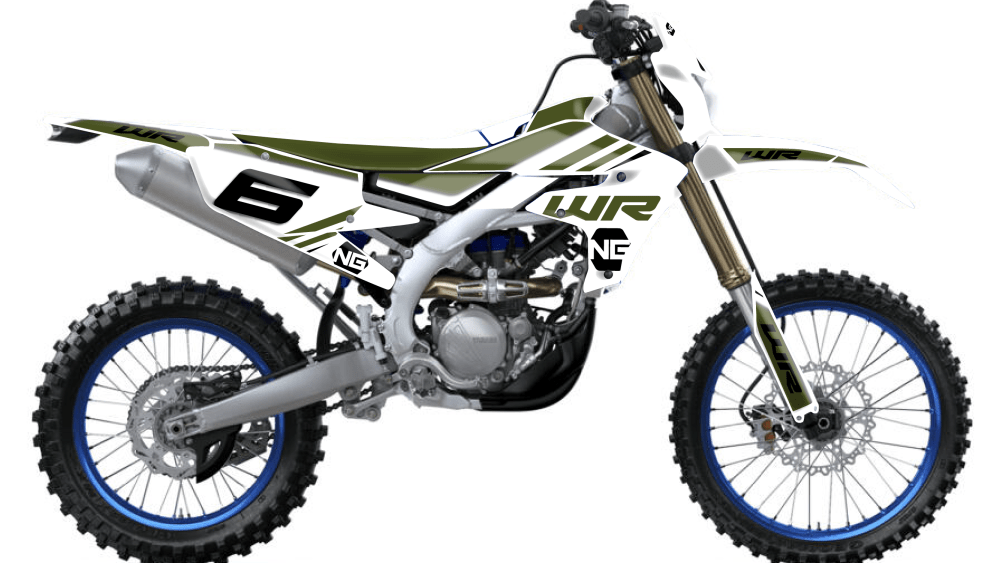 kit déco yamaha wr wrf yze 125 250 450 enduro ng kit déco décals stickers graphics autocollant mz série kaki blanc