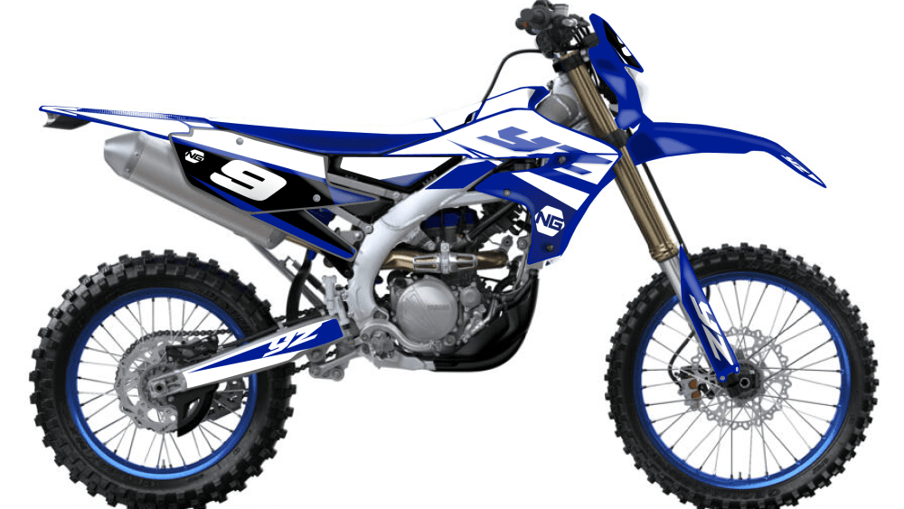 kit déco yamaha wr wrf yze 125 250 450 enduro ng kit déco décals stickers graphics autocollant spike series blanc bleu