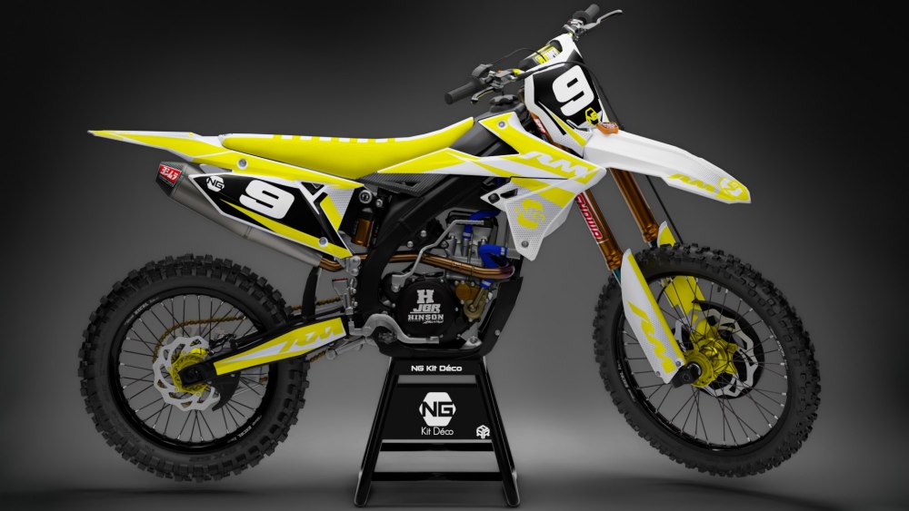 kit déco suzuki rm rmz 65 85 125 250 450 2021 ng kit déco spike jaune blanc décals stickers graphics autocollant
