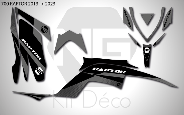 kit déco yamaha 700 raptor 2013 2023 quad atv ng kit déco spike gris noir decals stickers graphics autocollant_Plan de travail 1