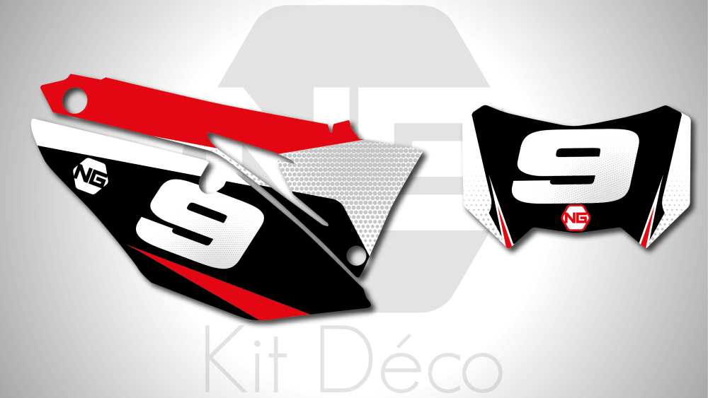 kit déco fond de plaques numéros HONDA HM CRE / CRFX / RX 250 300 400 450 ng kit déco décals graphics autocollant spike rouge blanc