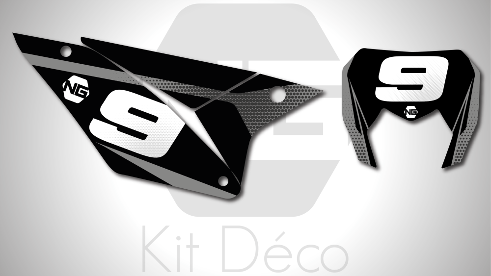 kit déco fond de plaques numéros sherco se sef racing 125 250 300 450 500 racing ng kit déco décals stickers graphics autocollant spike noir gris