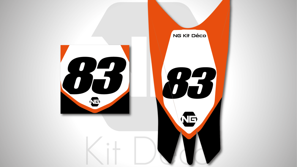kit déco fond de plaques numéros quad KTM SX / XC 450 505 525 ng kit déco décals stickers graphics autocollant hid orange noir