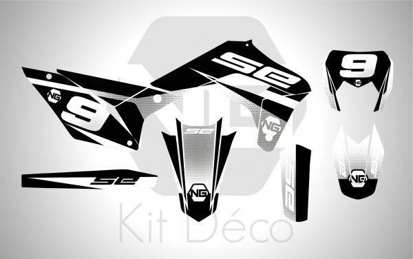 kit déco moto enduro sherco se sef racing ng kit déco décals stickers graphics autocollant spike noir blanc_Plan de travail 1