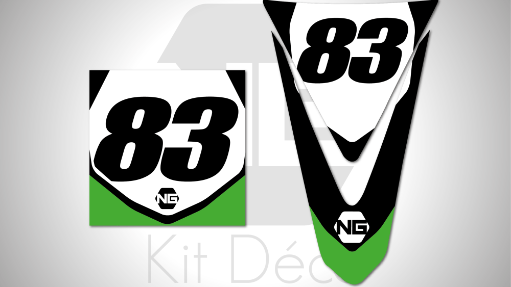 kit déco plaques numéros quad kawasaki kfx 80 90 400 450 700 ng kit déco décals stickers graphics autocollant hid noir vert