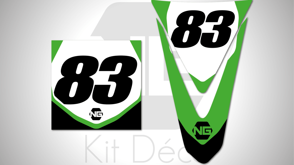 kit déco plaques numéros quad kawasaki kfx 80 90 400 450 700 ng kit déco décals stickers graphics autocollant hid vert noir