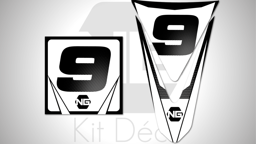 kit déco plaques numéros quad kawasaki kfx 80 90 400 450 700i ng kit déco décals stickers graphics autocollant spike blanc noir