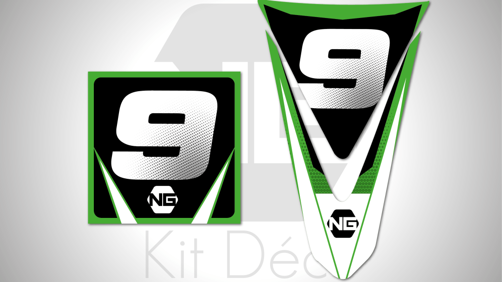 kit déco plaques numéros quad kawasaki kfx 80 90 400 450 700 ng kit déco décals stickers graphics autocollant spike vert blanc