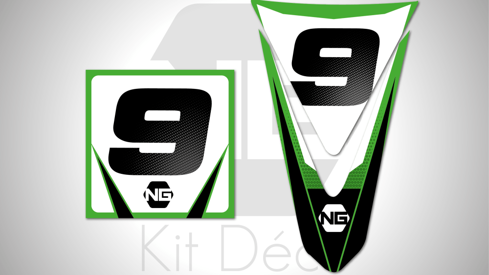 kit déco plaques numéros quad kawasaki kfx 80 90 400 450 700 ng kit déco décals stickers graphics autocollant spike vert noir