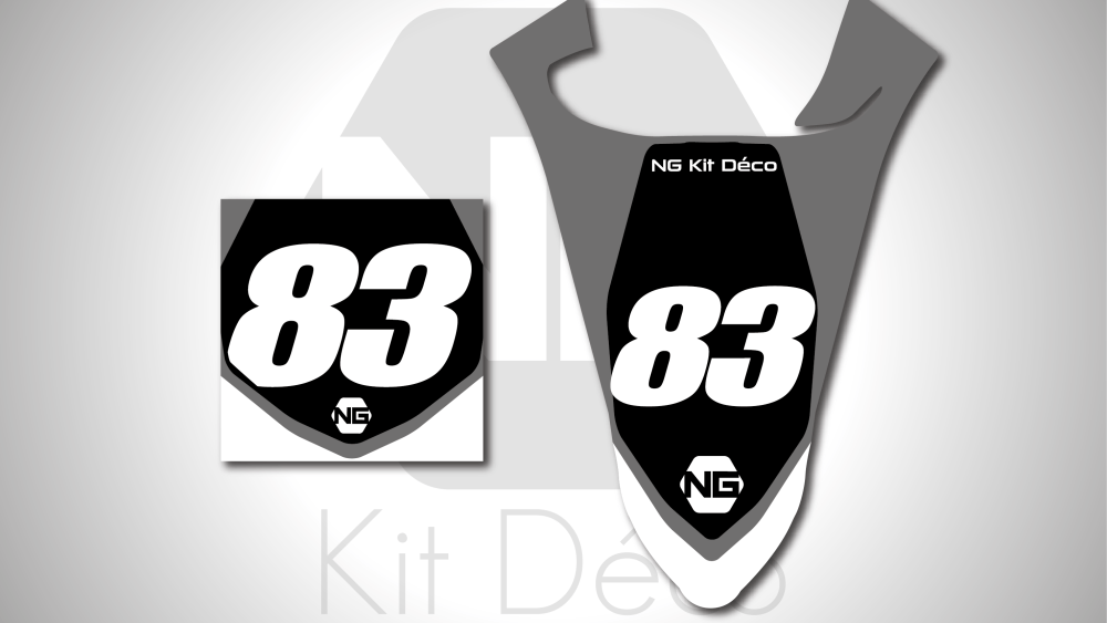 kit déco plaques numéros yamaha yfz yfzr blaster raptor 90 200 250 350 450 660 700 ng kit déco décals stickers graphics autocollant hid gris