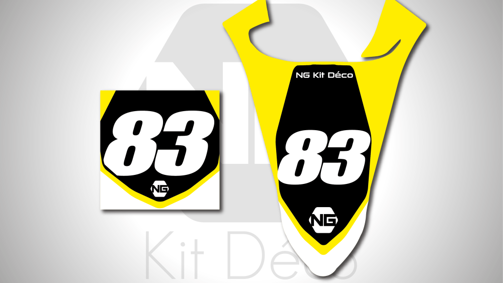 kit déco plaques numéros yamaha yfz yfzr blaster raptor 90 200 250 350 450 660 700 ng kit déco décals stickers graphics autocollant hid jaune