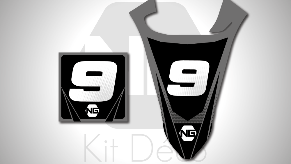 kit déco plaques numéros yamaha yfz yfzr blaster raptor 90 200 250 350 450 660 700 ng kit déco décals stickers graphics autocollant spike gris