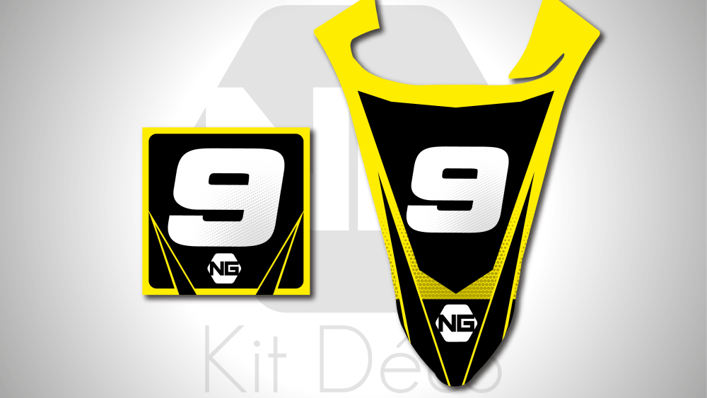 kit déco plaques numéros yamaha yfz yfzr blaster raptor 90 200 250 350 450 660 700 ng kit déco décals stickers graphics autocollant spike jaune