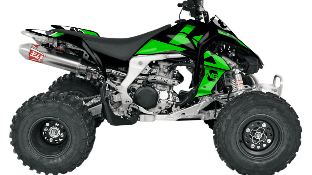 kit déco quad atv kawasaki kfx 50 80 90 400 450 700 ng kit déco décals stickers graphics autocollant hid noir vert