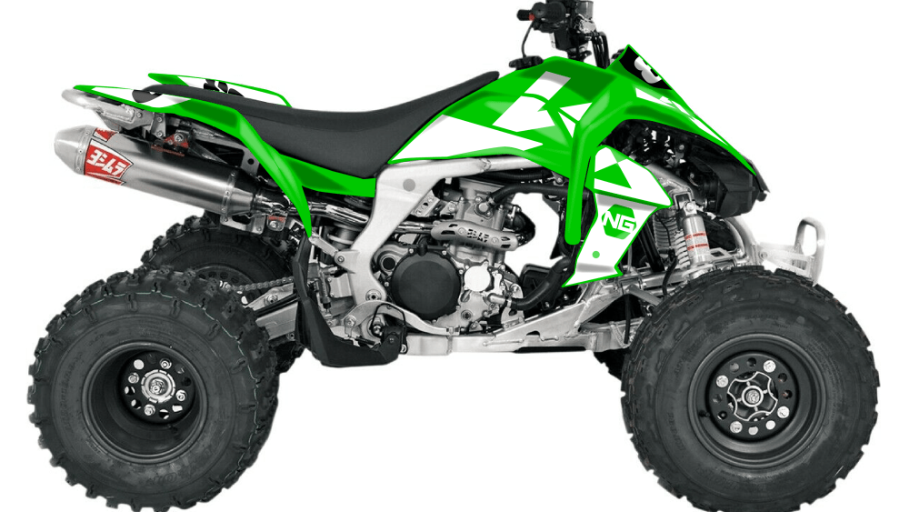 kit déco quad atv kawasaki kfx 50 80 90 400 450 700 ng kit déco décals stickers graphics autocollant hid vert blanc