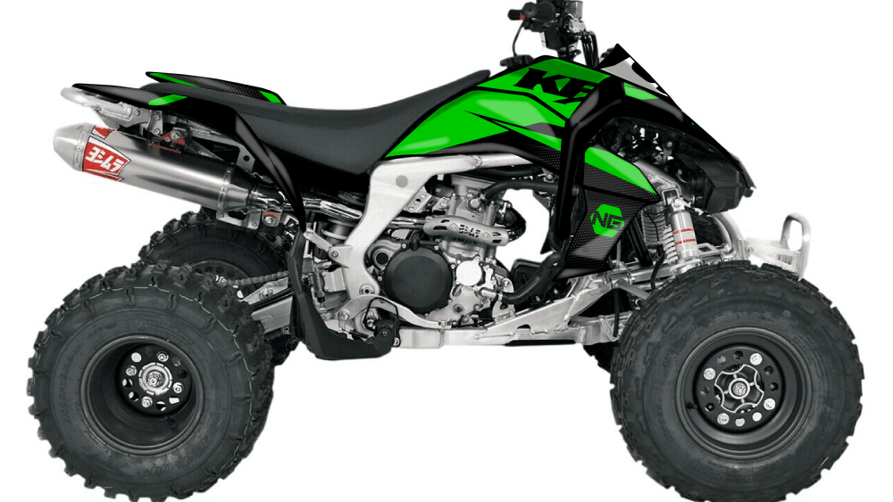 kit déco quad atv kawasaki kfx 50 80 90 400 450 700 ng kit déco décals stickers graphics autocollant spike vert noir