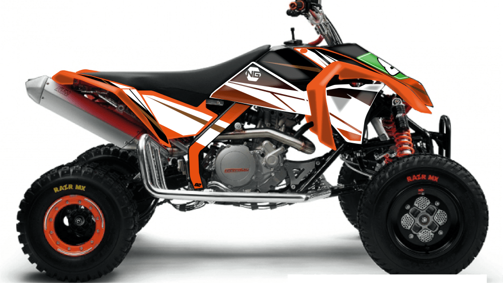 kit déco quad atv ktm 450 505 525 sx xc ng kit déco décals stickers graphics autocollants brown montage_Plan de travail 1